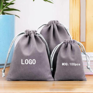 Custom Velvet Fabric Pouches Drawstring Bag Suede Pouch Bundle Pocket Jewelry Packaging Gift Bags Wholesale