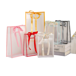 Custom PP Transparent Clothing Plastic Hand Bag Shopping Mall Gift Bags Plastic Shopping Bags with Logos