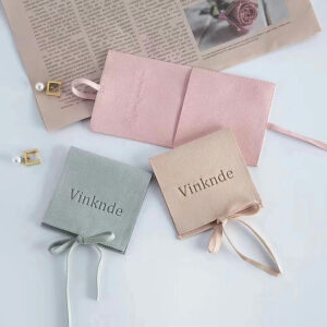 Luxury Custom Logo Jewelry Packaging Pouch Velvet Microfiber Jewelry Envelope Bag for Bracelet Earring with Bow-knot