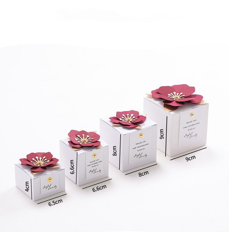 Wholesale Wedding Packaging Chocolate Gift Candy Paper Folding Box With Flowers