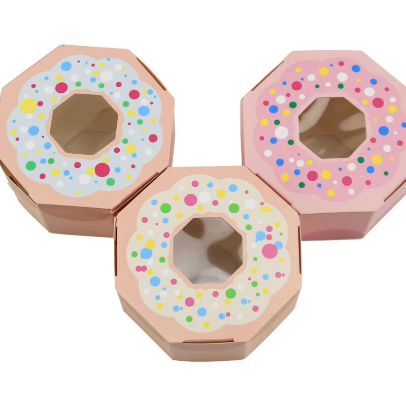 Wholesale European Gift Box Wedding Candy Box Doughnut Polygon Biscuit Packaging Paper Box