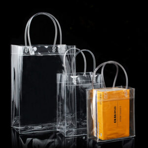 Custom Gift Bag Tote Bag Plastic Hand Shopping Bag Transparent Packaging Clear PVC Gravure Printing Moisture Proof