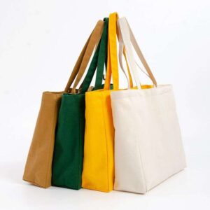 Women Girls Casual Canvas Tote Bag Custom Logo Pattern Cotton Zipper Reusable Travel Daily Use Shopping Bag