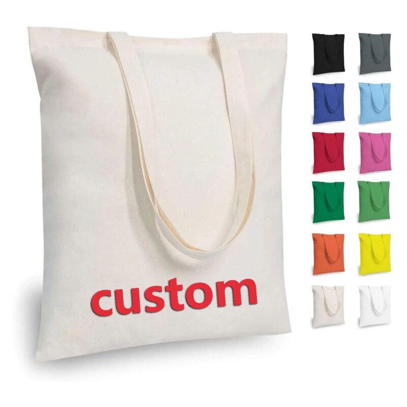 Wholesale Cheap Green Canvas Bags With Custom Printed logo Cotton Canvas Tote Bag With Pocket Zipper Custom Canvas Tote Bag - Image 2