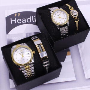 Fashion Couple Watches for Men Women Golden Stainless Steel Luxury Wristwatch Trendy Lover's Watches HOT