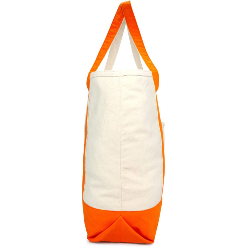 Heavy Duty Orange Canvas Grocery Bags Shopping Extra Large Cotton Logo Tote Bag With Custom Printed Logo Pocket and Zipper - Image 3