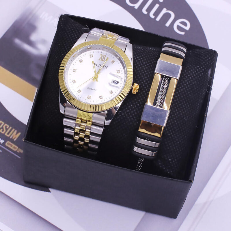 Fashion Couple Watches for Men Women Golden Stainless Steel Luxury Wristwatch Trendy Lover's Watches HOT - Image 3