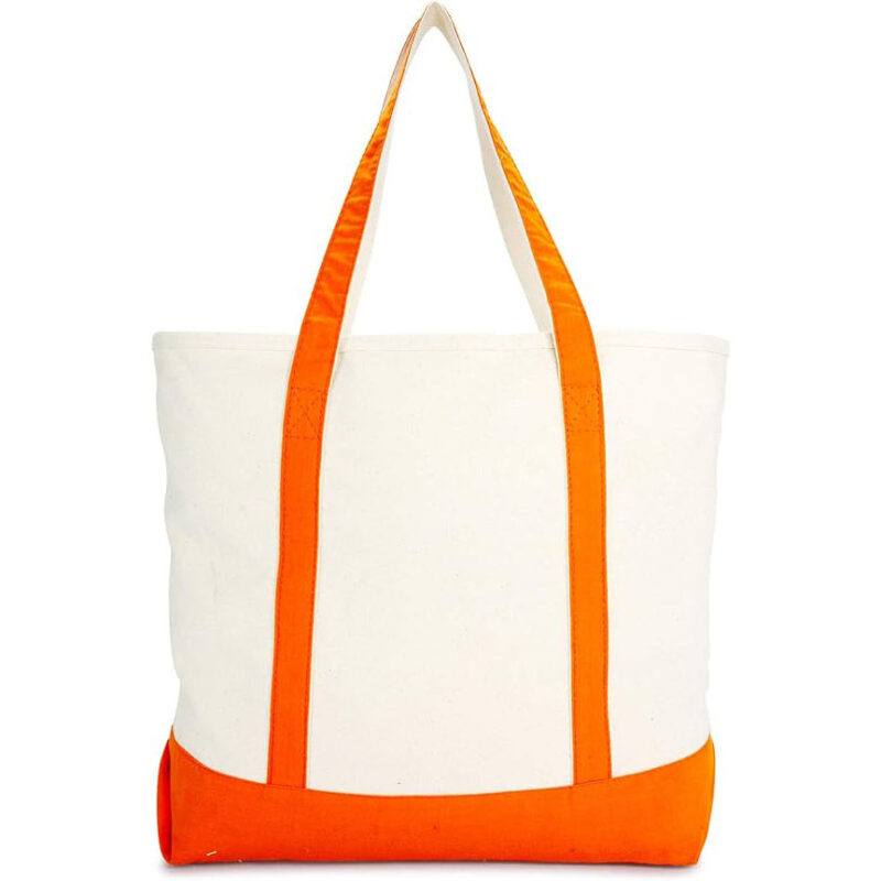Heavy Duty Orange Canvas Grocery Bags Shopping Extra Large Cotton Logo Tote Bag With Custom Printed Logo Pocket and Zipper - Image 2