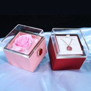 Custom Cheap Competitive Price Valentines Rose Gift Box Eternal Fliping Soap Rose Jewelry Box Rotating