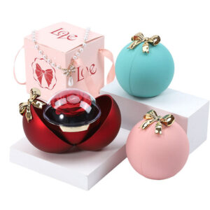 New Ball Bow Jewelry Flower Box Necklace Box Engagement Ring Box for Valentine's Day