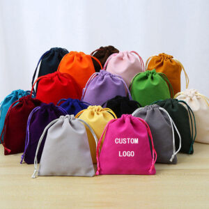Personality Velvet Bags Custom Logo Drawstring Pouch Pink Packing Storage Jewelry Cosmetic Dust Bag