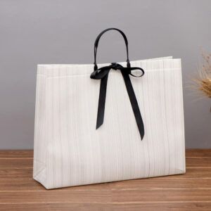 High Quality Fashion Design Wholesale Custom Printed White Shopping Gift Non-woven Fabric Bag With Ribbon Tie