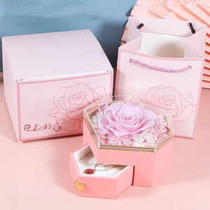 Creative Customized Eternal Roses Jewelry Box With Preservative for Preserved Heart Shape Box