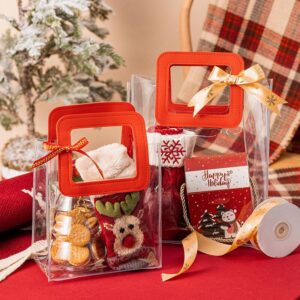 Hot Sale Merry Christmas Design Waterproof Transparent Clear PVC Plastic Tote Bag PVC Hand Gift Bag