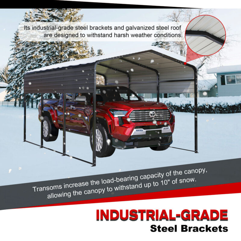 10×15 Metal Carport Garage Outdoor Galvanized Car Shelter for Car, Boats and Truck - Image 2