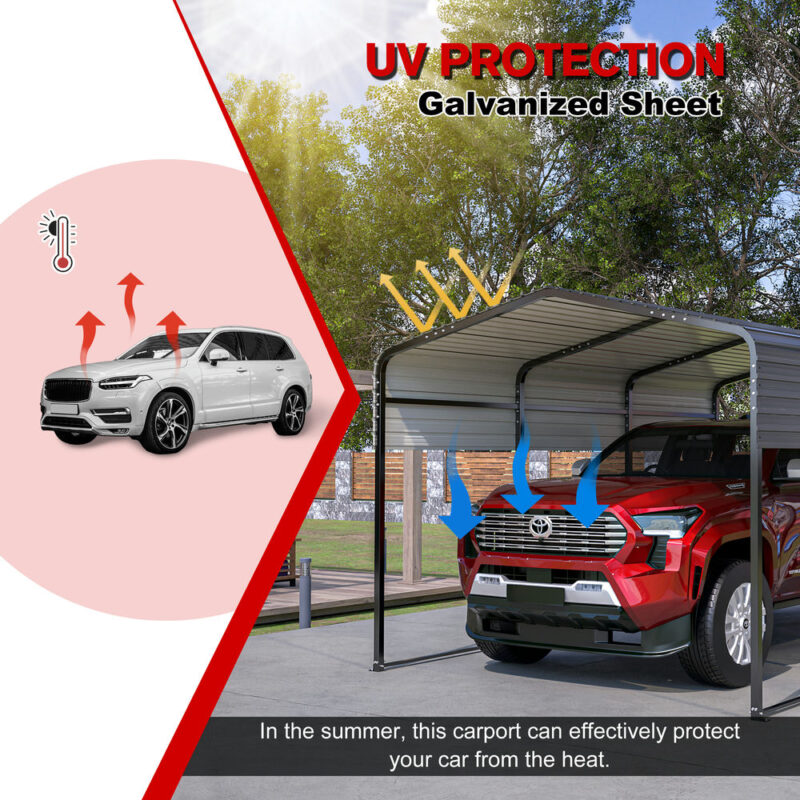 10×15 Metal Carport Garage Outdoor Galvanized Car Shelter for Car, Boats and Truck - Image 8